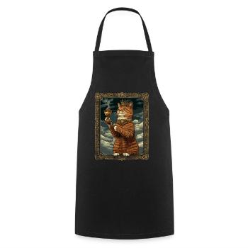 Medieval Cat in Picture Frame Art Crown - Cooking Apron - black - Front - AI Model Male 185 dark (185cm)