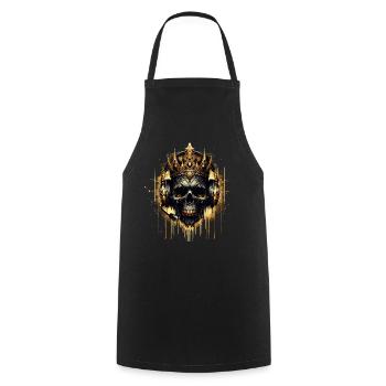 Crâne de jeu doré avec couronne et casque - Tablier de cuisine - noir - Devant - AI Model Male 185 dark (185cm)