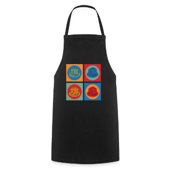 Crêpes colorées Art Breakfast Delight - Tablier de cuisine - noir - Devant - AI Model Male 185 dark (185cm)