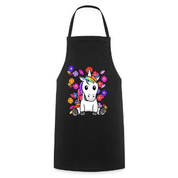 Rétro Licorne Fleurs Été Enfant Enfants Cheval - Tablier de cuisine - noir - Devant - AI Model Male 185 dark (185cm)