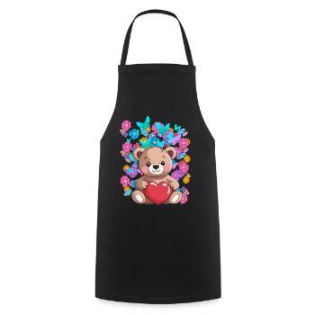 Valentine's Day Teddy Heru Teddy Bear Bear Child - Cooking Apron - black - Front - AI Model Male 185 dark (185cm)