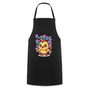 Printemps poussin enfant enfants rétro des années 80 vintage - Tablier de cuisine - noir - Devant - AI Model Male 185 dark (185cm)