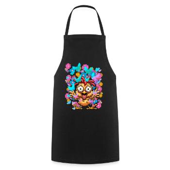Poulet Poulets Printemps Fleurs Papillons Drôle - Tablier de cuisine - noir - Devant - AI Model Male 185 dark (185cm)