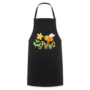 Fröhliche Bienchen mit Blumenmotiv - Kochschürze - Schwarz - Vorne - AI Model Male 185 dark (185cm)