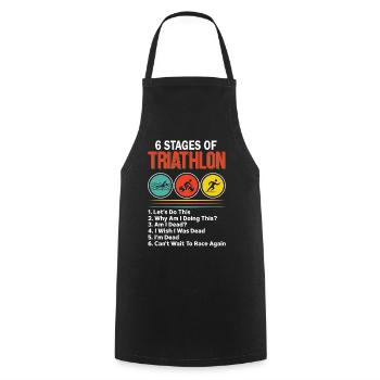 6 Stages Of Triathlon Funny Swim Bike Run - Cooking Apron - black - Front - AI Model Male 185 dark (185cm)