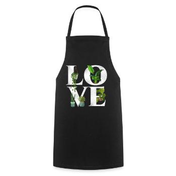 Amoureux des plantes Jardinage Amour - Tablier de cuisine - noir - Devant - AI Model Male 185 dark (185cm)