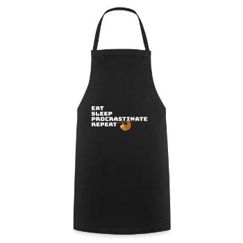 Eat Sleep Procrastinate Repeat – Lustiges Faultier - Kochschürze - Schwarz - Vorne - AI Model Male 185 dark (185cm)