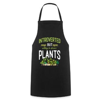 Plant Lover Gardening Introverted - Kochschürze - Schwarz - Vorne - AI Model Male 185 dark (185cm)