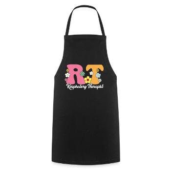 Respiratory Therapist Boho Flowers Funny - Cooking Apron - black - Front - AI Model Male 185 dark (185cm)
