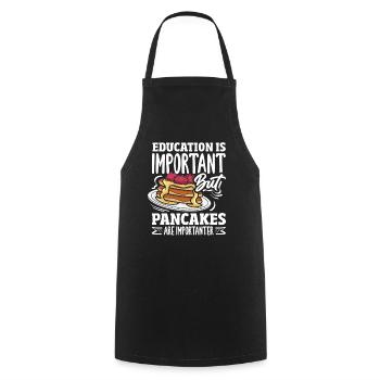Education is important but pancakes - Cooking Apron - black - Front - AI Model Male 185 dark (185cm)