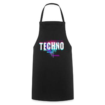 Techno House Party EDM Festival Goa Electro Rave - Tablier de cuisine - noir - Devant - AI Model Male 185 dark (185cm)