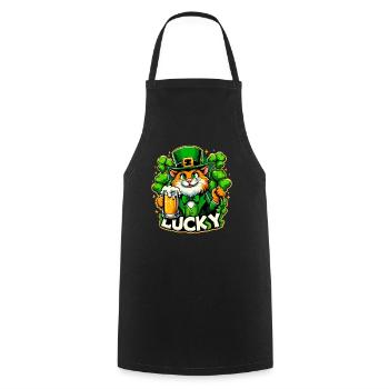 Saint-Patrick Leprechaun Cat Happy - Tablier de cuisine - noir - Devant - AI Model Male 185 dark (185cm)