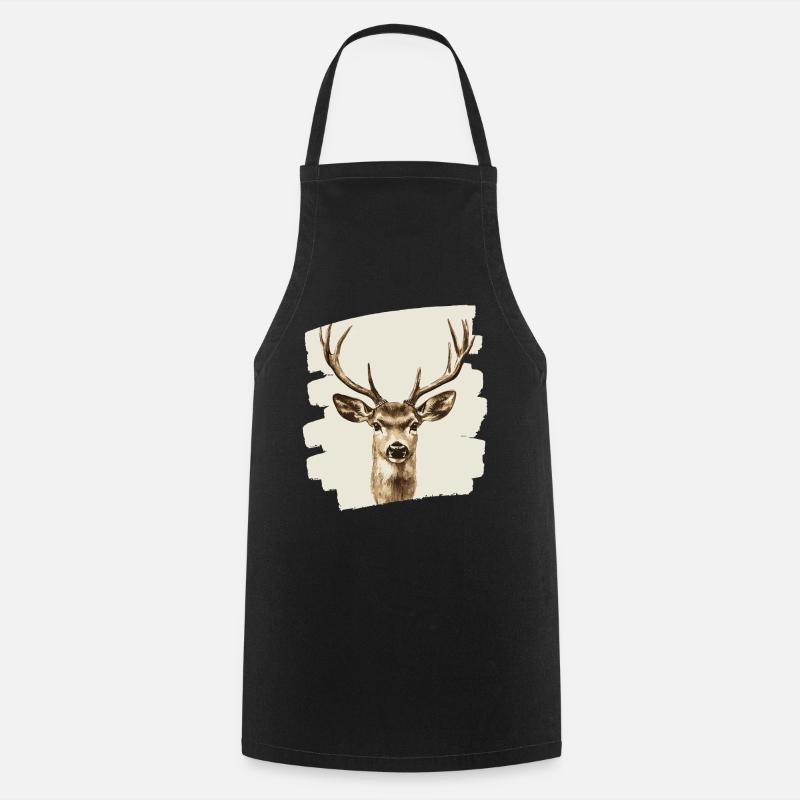 Deer with antlers - Cooking Apron - black