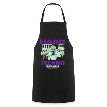 Techno House Party EDM Festival Goa Electro Rave - Kochschürze - Schwarz - Vorne - AI Model Male 185 dark (185cm)