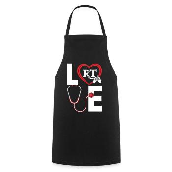 Love Funny Respiratory Therapy Pulmonologist Peds - Cooking Apron - black - Front - AI Model Male 185 dark (185cm)