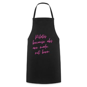 Pilates Because Abs Are Made, Not Born – Gift - Cooking Apron - black - Front - AI Model Male 185 dark (185cm)