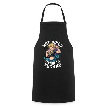 Les filles qui aiment écouter de la musique techno et - Tablier de cuisine - noir - Devant - AI Model Male 185 dark (185cm)