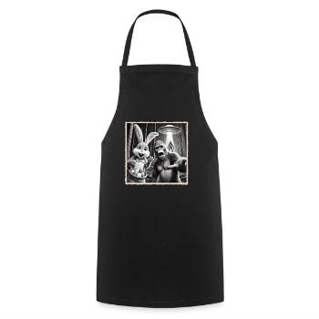 Pâques, Lapin de Pâques drôle, Lapin Selfie Fête de Pâques - Tablier de cuisine - noir - Devant - AI Model Male 185 dark (185cm)