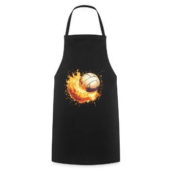 Burning Volleyball Fire - Cooking Apron - black - Front - AI Model Male 185 dark (185cm)