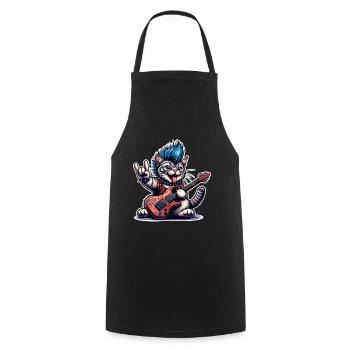 Cat Guitariste de Rock and Roll - Tablier de cuisine - noir - Devant - AI Model Male 185 dark (185cm)