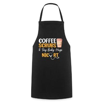 Kaffee-Peelings Und Winzige Baby-Umarmungen Lustige NICU RT - Kochschürze - Schwarz - Vorne - AI Model Male 185 dark (185cm)