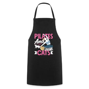 Pilates et chats pour se détendre - Tablier de cuisine - noir - Devant - AI Model Male 185 dark (185cm)