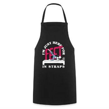 Pilates: Here For Feet In Straps - Cooking Apron - black - Front - AI Model Male 185 dark (185cm)