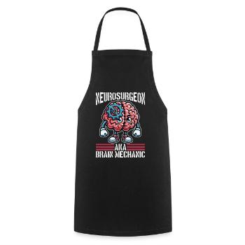 Neurosurgeon AKA Brain Mechanic Neuroscientist - Cooking Apron - black - Front - AI Model Male 185 dark (185cm)
