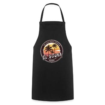 El Gouna Égypte Vintage Palmier Design - Tablier de cuisine - noir - Devant - AI Model Male 185 dark (185cm)