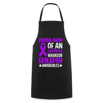 Proud Mom Of An Epilepsy Warrior Epilepsy Mom - Cooking Apron - black - Front - AI Model Male 185 dark (185cm)