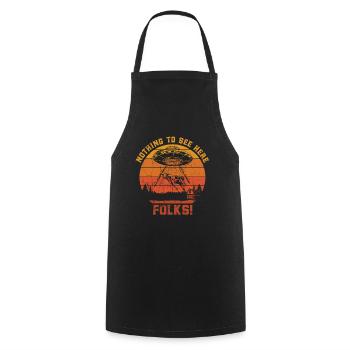 UFO Alien Abduction Cow Sci-Fi Humor - Cooking Apron - black - Front - AI Model Male 185 dark (185cm)