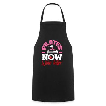 Pilates Now Wine Later Charming - Cooking Apron - black - Front - AI Model Male 185 dark (185cm)