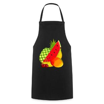Fruit, melon, pineapple, mango, cherry, banana - Cooking Apron - black - Front - AI Model Male 185 dark (185cm)