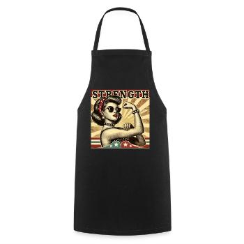 Strength Strong Cool Woman Rockabilly Gift - Cooking Apron - black - Front - AI Model Male 185 dark (185cm)