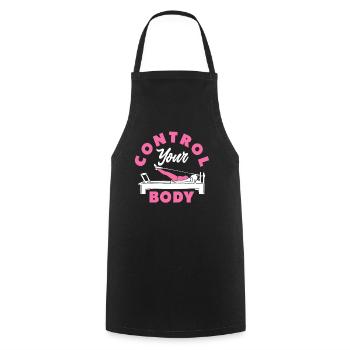 Pilates Control Your Body Motivation - Cooking Apron - black - Front - AI Model Male 185 dark (185cm)