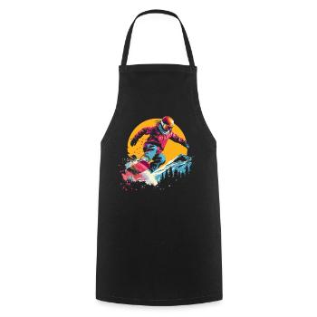 Snowboarder Synthwave - Kochschürze - Schwarz - Vorne - AI Model Male 185 dark (185cm)