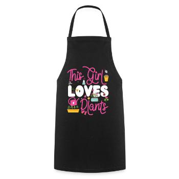 Amateur de plantes jardinière fille ceci - Tablier de cuisine - noir - Devant - AI Model Male 185 dark (185cm)