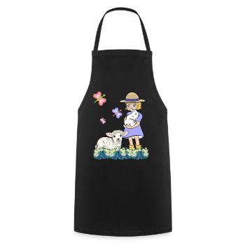 Children Child Girl Sheep Sheep Lamb Easter - Cooking Apron - black - Front - AI Model Male 185 dark (185cm)