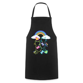 Rainbow Spring Summer Cats Cat Kids - Cooking Apron - black - Front - AI Model Male 185 dark (185cm)