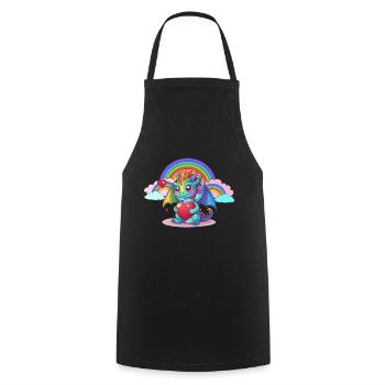 Arc-en-ciel Dragon Dragon Enfants Enfant Bébé - Tablier de cuisine - noir - Devant - AI Model Male 185 dark (185cm)