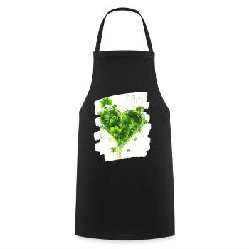 St. Patrick's Day Shamrock Heart - Cooking Apron - black - Front - AI Model Male 185 dark (185cm)