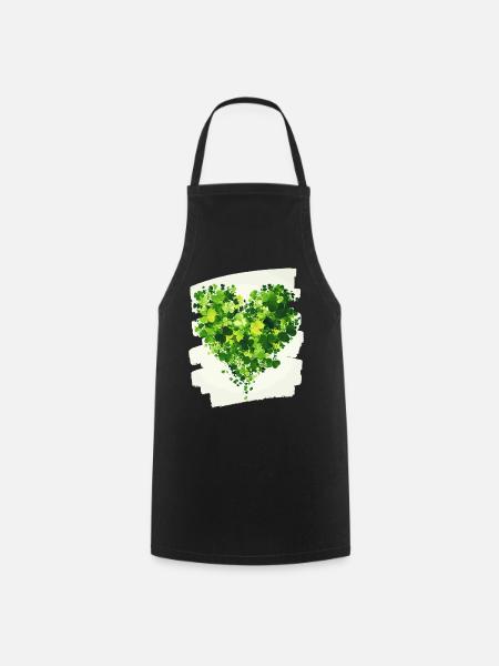 Saint-Patrick Shamrock Heart - Tablier de cuisine - noir