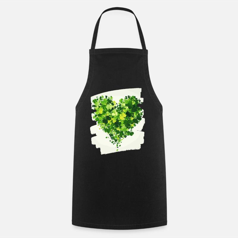 Saint-Patrick Shamrock Heart - Tablier de cuisine - noir