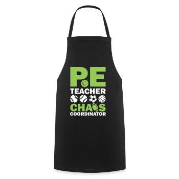 PE teacher chaos coordinator - Kochschürze - Schwarz - Vorne - AI Model Male 185 dark (185cm)