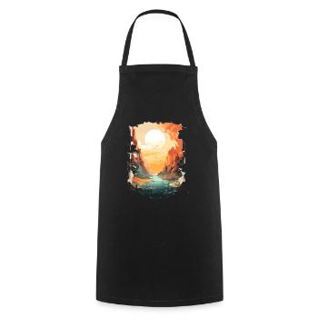 Impressive landscape art in powerful - Cooking Apron - black - Front - AI Model Male 185 dark (185cm)
