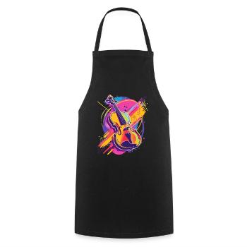 Violin Cartoon - Cooking Apron - black - Front - AI Model Male 185 dark (185cm)