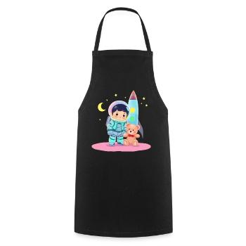 Astronaut with teddy bear - Cooking Apron - black - Front - AI Model Male 185 dark (185cm)