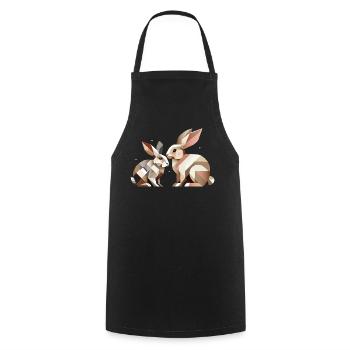 Two rabbits in geometric representation - Cooking Apron - black - Front - AI Model Male 185 dark (185cm)