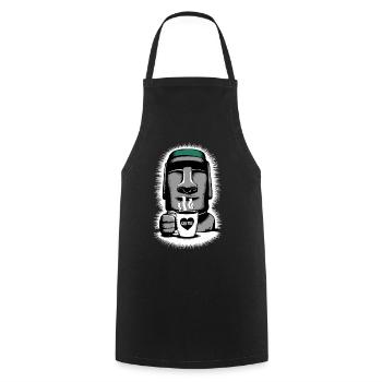 Easter Island Coffee Moai Heart Mug - Cooking Apron - black - Front - AI Model Male 185 dark (185cm)