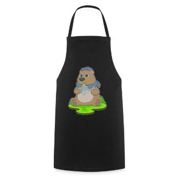 Pêche au poisson Bear Angler - Tablier de cuisine - noir - Devant - AI Model Male 185 dark (185cm)